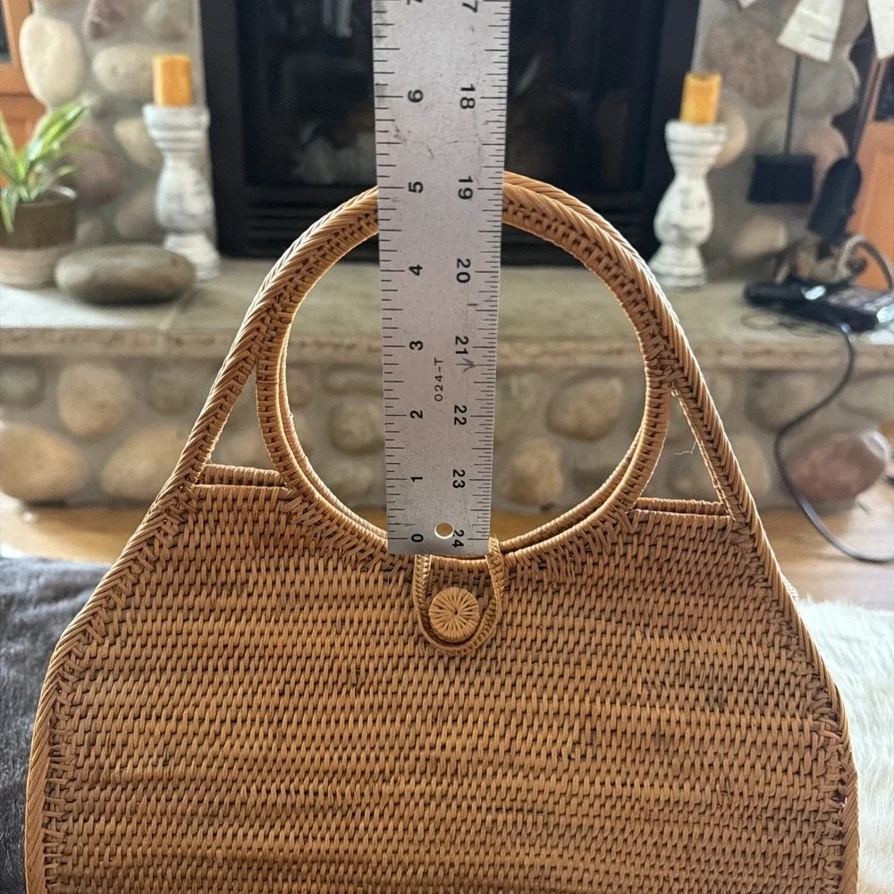 Rattan Bag Hand Woven In Kauai Hawaii Vintage New Never Used Made In Hawaii - Picture 7 of 12